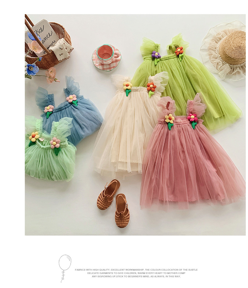 Princess Solid Color Flower Polyester Girls Dresses display picture 2