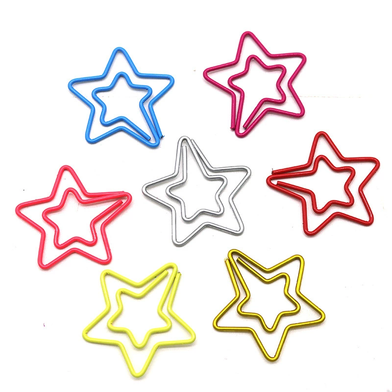 Металлическая мультяшная пятиконечная звезда форма скрепка цветная звезда