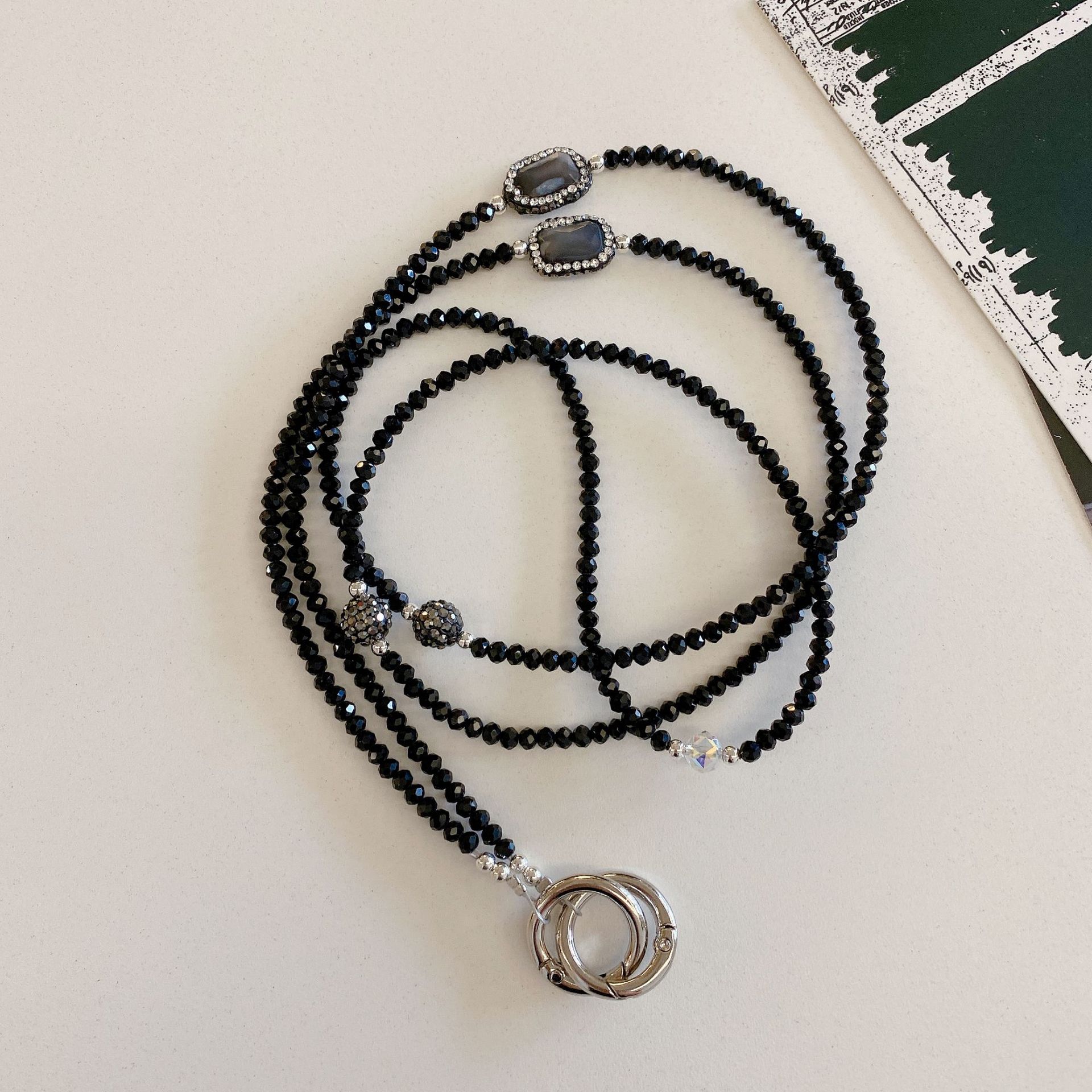 Mujeres de alta calidad hechas a mano colgante de teléfono móvil colorido pulsera de cristal larga moda colgante de teléfono móvil larga camisa