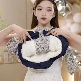 女童冬季加绒碎花秋冬连帽韩版洋气潮款加厚外套花边棉服2025新款