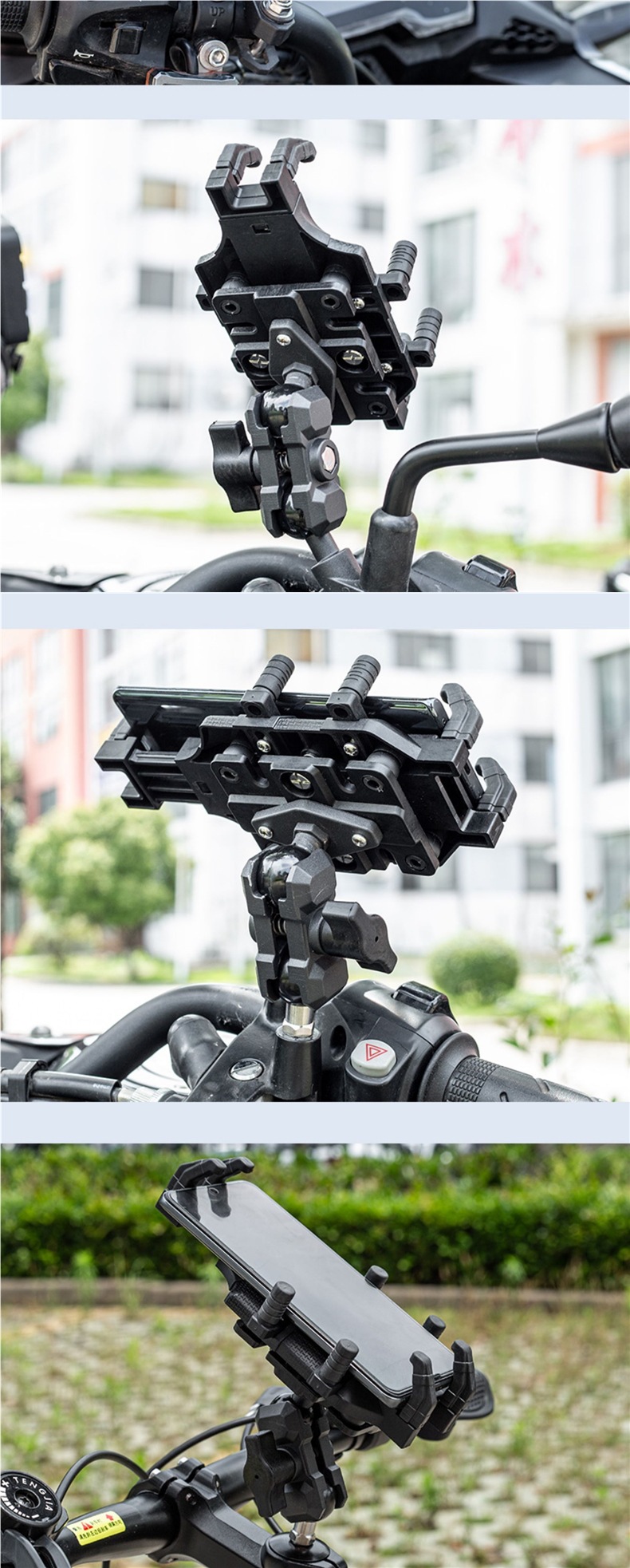 Motorcycle Mobile Phone Holder Navigation Bracket Electric Battery Car Motorcycle Vehicle-Mounted Riding Motorcycle Shock-Proof Mobile Phone Holder