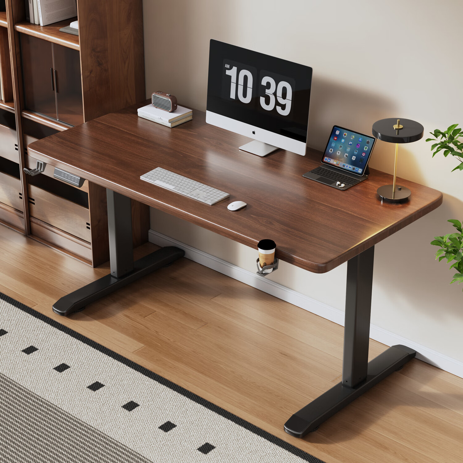 Mesa de computadora elevadora de madera sólida eléctrica de escritorio de escritorio de estudio doméstico moderno y simple de pie de escritorio de trabajo