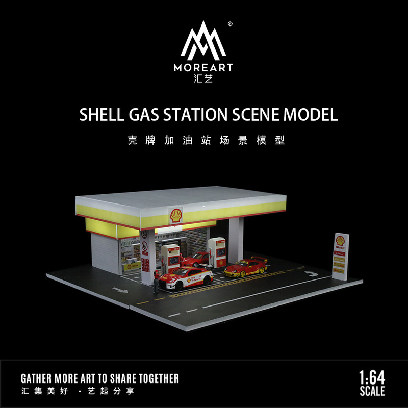 1:64 Shell Gas Station Scene Model Lighting Storage Alloy Car Model Display Box Parking Lot Model 1:64 Shell Gas Station Scene Model Lighting Storage Alloy Car Model Display Box Parking Lot Model