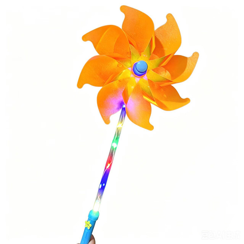 Glowing Colorful Windmill Park Large Colorful Windmill Night Light Flashing Handheld Luminous Laser Windmill Fun Toy