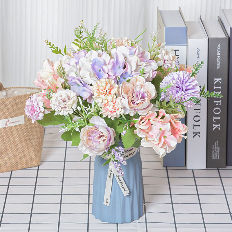 北歐ins仿真玫瑰牡丹手捧花束 婚禮攝影道具花藝家居裝飾仿真花