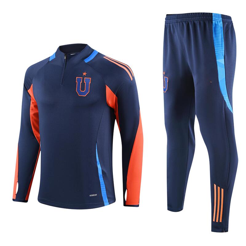 25-26 New Intellectual University Royal Blue Suit Half Pull Training Suit Sports Suit Long Sleeve Football Suit Wholesale