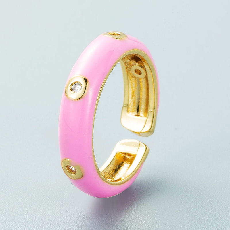 Mode kupfervergoldeter mikroeingelegter Zirkonfarbe tropfender Ring Grohandel Nihaojewelrypicture5