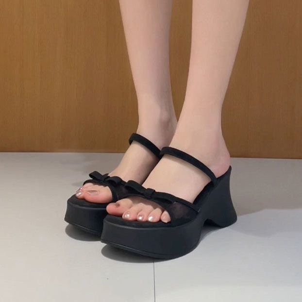 Fairy Beige aumentó la altura de las zapatillas de fondo grueso 2026 nuevo estilo de verano para vestir con una falda anti-deslizante zapatillas frías image 4