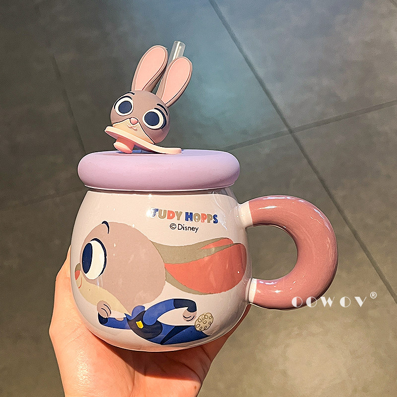 Mad Animal City Judy cerámica taza de agua de alto valor de la cara para niños oficina en el hogar regalo de cumpleaños
