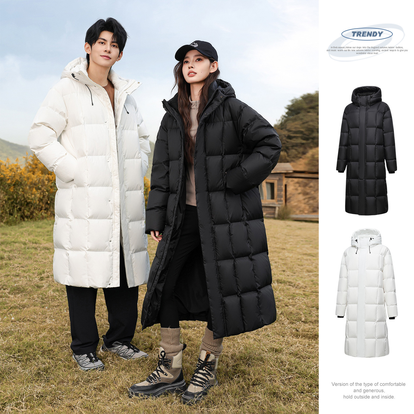 Camel Outdoor down Jacket Women's Bread Jacket Men's Couple Long High-Quality Hooded Jacket Winter Workwear Customized