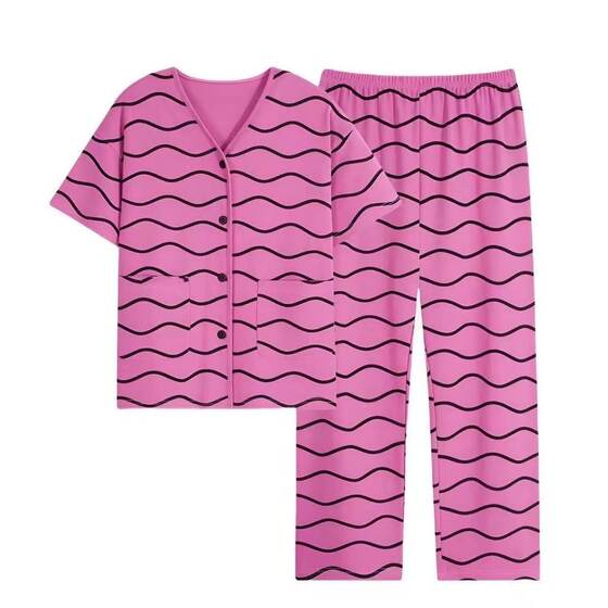 New Cloud-Like Pure Cotton Pajamas for Women in Summer, Soft and Thin Cardigans, Loose and Casual, Can Be Worn Outside, Home Clothes Set