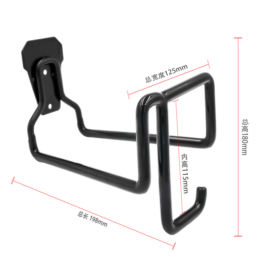 긴 후크 광택 검정색(나사 패키지 포함)