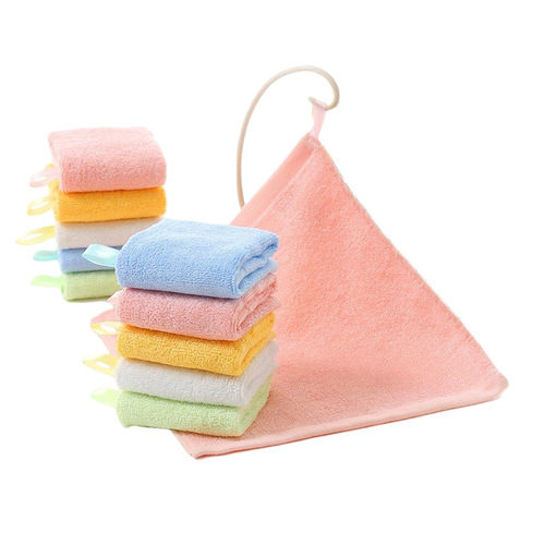 Hook bamboo fiber small square towel 30*30 baby face towel children's saliva towel kindergarten small towel wholesale