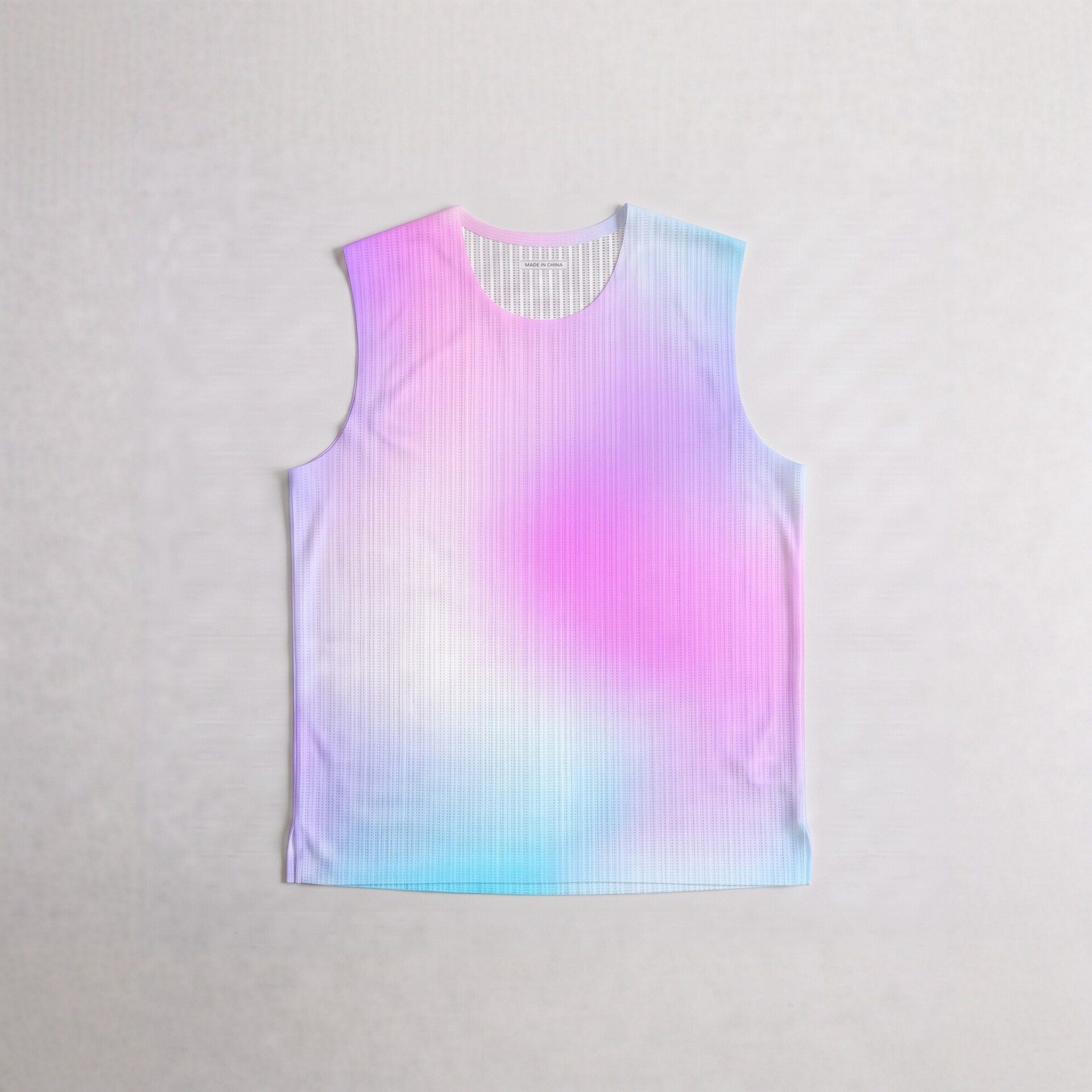 New summer collection: rainbow gradient quick-drying tank top for men, featuring a breathable mesh design, sleeveless style, and suitable for sports and fitness activities, in an American basketball and gym wear aesthetic