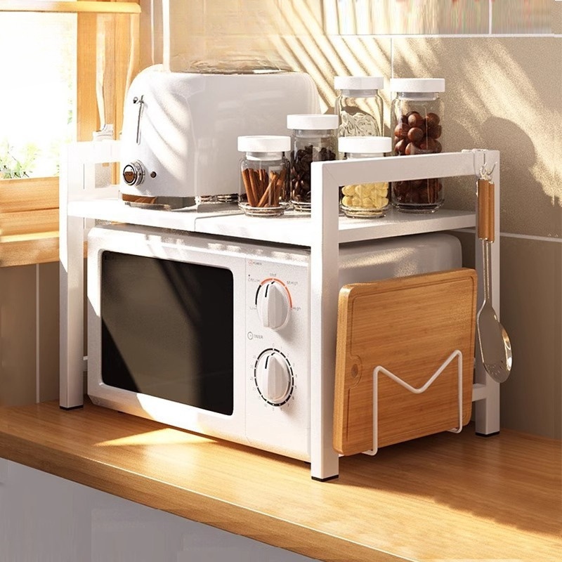 格納式キッチン電子レンジ収納ラックオーブンラックホームカウンタートップデスクトップ二層炊飯器収納ブラケット|undefined