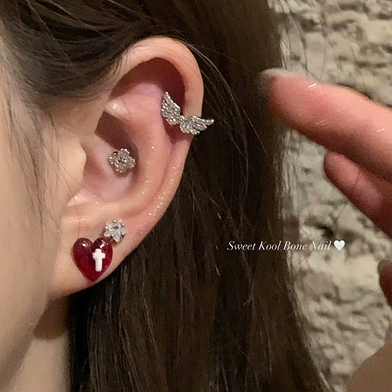 Серьги, сердце и крылья ангела из нержавеющей стали с цирконием, новая коллекция