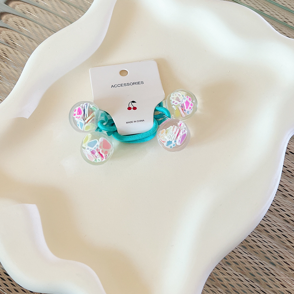 Cuerda de pelo de doble raíz para niños Corea del Sur accesorios para el cabello para niñas Bola de arena movediza banda de goma corbata cabeza de bola cuerda de pelo de cola de caballo