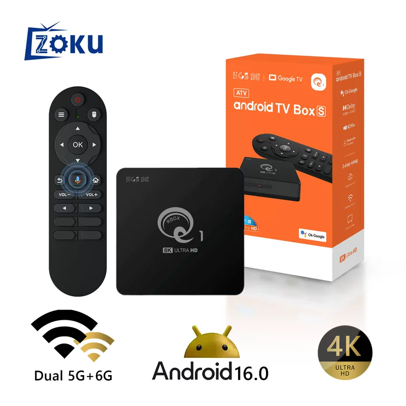 Foreign trade cross-border Q1 network set-top box H318 dual-band network set-top box Android OTT Bluetooth HD player