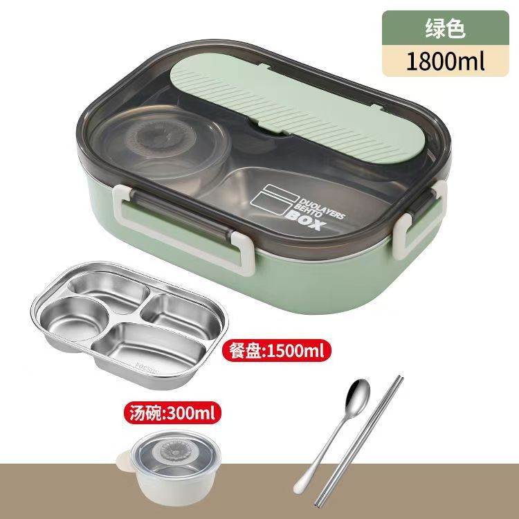 Caja de almuerzo de aislamiento sellado de estudiantes de oficina caja de almuerzo portátil de gran capacidad 304 acero inoxidable con tazón de sopa