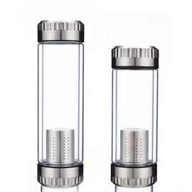 双层玻璃杯泡茶师两头通耐热茶杯花盖双层玻璃透明水杯促销礼品杯