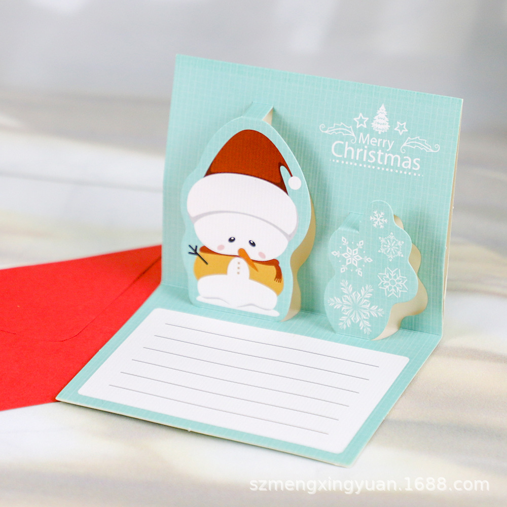 Regalos de Navidad creativos tarjetas de regalo de decoración con sobre de felicitación cartón de dibujos animados tridimensional tarjeta de mensaje de Santa