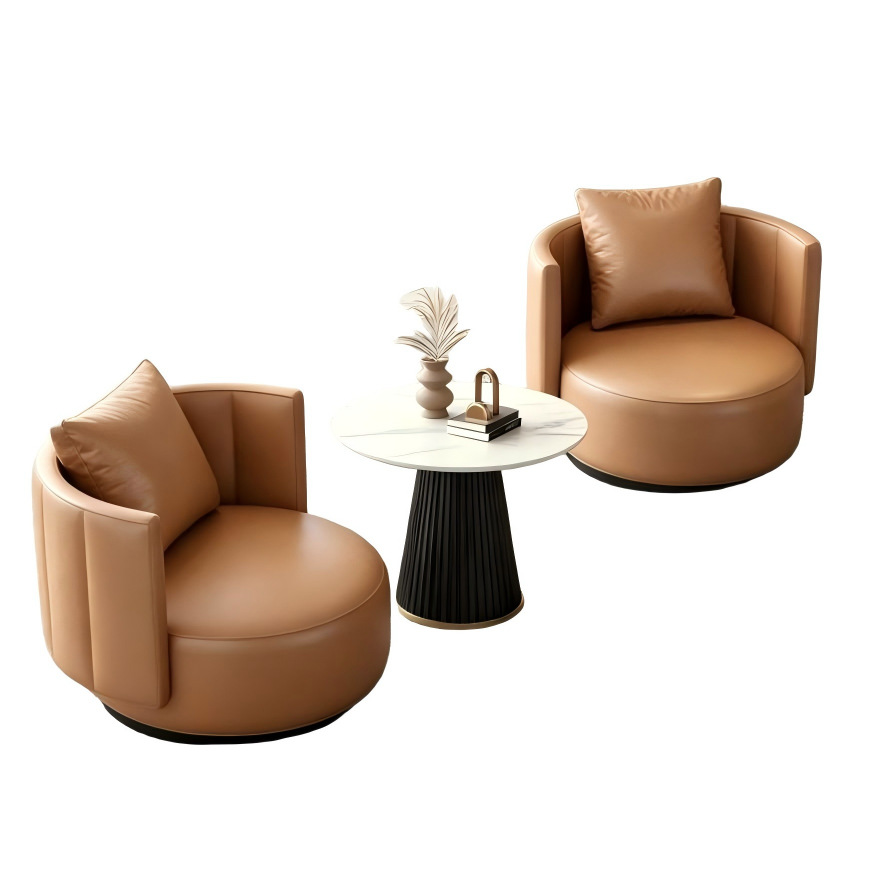 Sofá de lujo ligero para una sola persona, bar, hotel de alojamiento residencial, habitación de huéspedes, sofá perezoso, combinación de mesa redonda giratoria image 7
