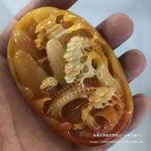 云南黄龙玉山水意境手把件玉石山水风景画把玩件迎客仙手把件男款