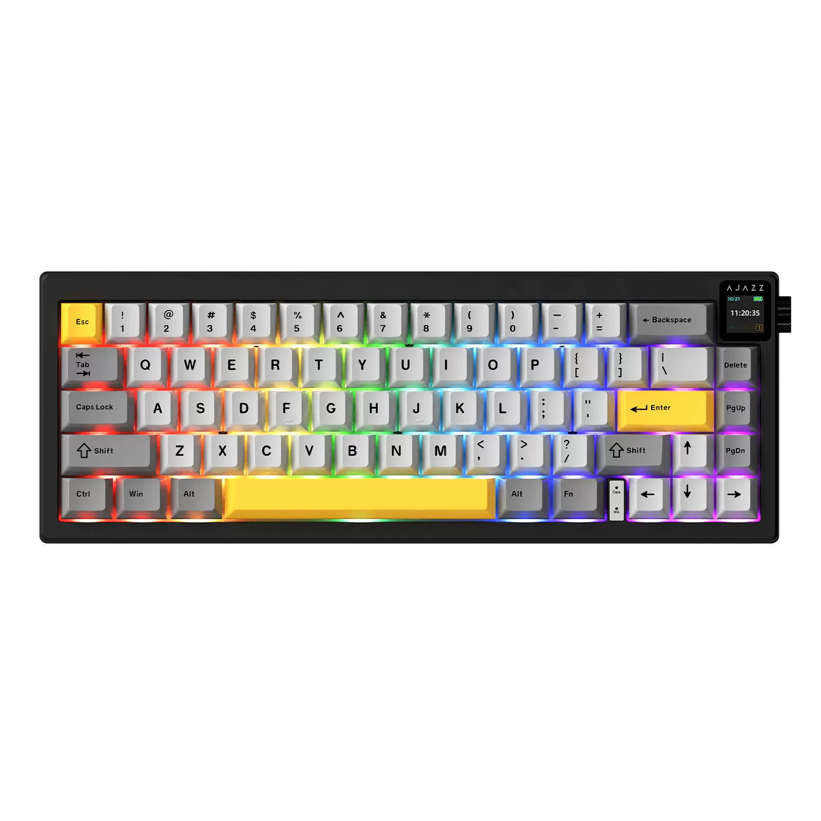 Heijue AJAZZ AK650 с осью Feiyu, оригинальная чёрная, серая и жёлтая трёхрежимная RGB клавиатура с экраном, хот-суап, беспроводная