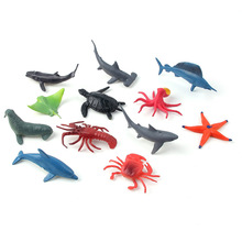 厂家直销塑胶海洋动物模型 乌龟章鱼鱿鱼模型12个装现货批发