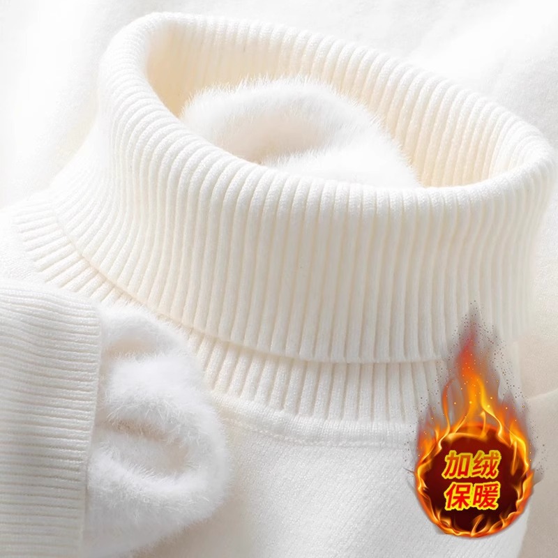 【Ploves】 369 high-necked sweater-white