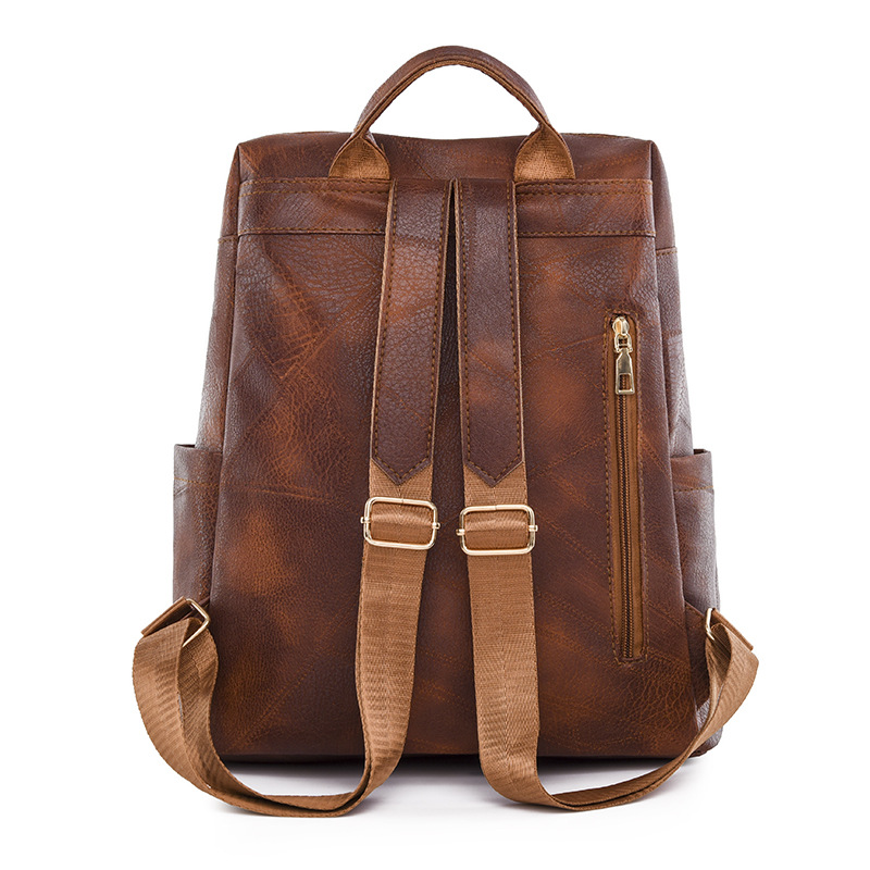 Amazon al por mayor verano nuevo estilo retro damas cuero suave mochila simple y versátil mochila portátil de gran capacidad