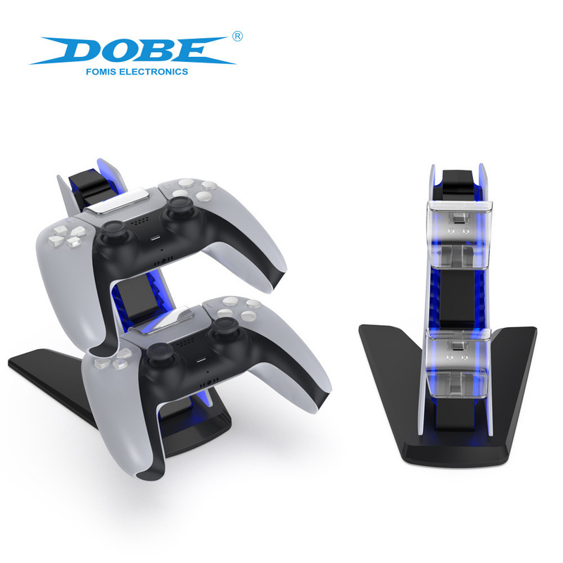 Ps5 Wireless Dual Handle Charging Base with Blu-Ray Ps5 Game Controller Aircraft Type Two-Seat Charger Tp5-0585S