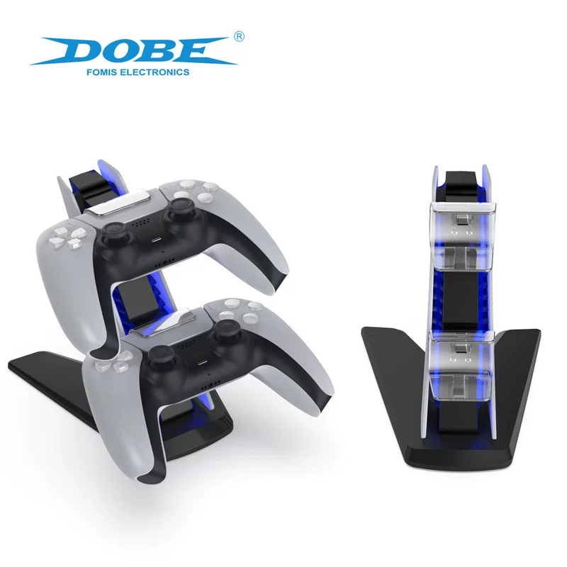 PS5 Wireless Dual Controller Charging Base with Blue Light PS5 Game Controller Aircraft Type Dual Base Charger TP5-0585S