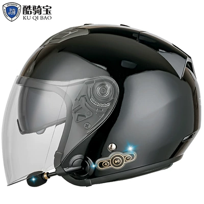 Motosiklet kaskı (dəbilqə) — Helmet Helmet Cross Border - bright-black-double-lens-m