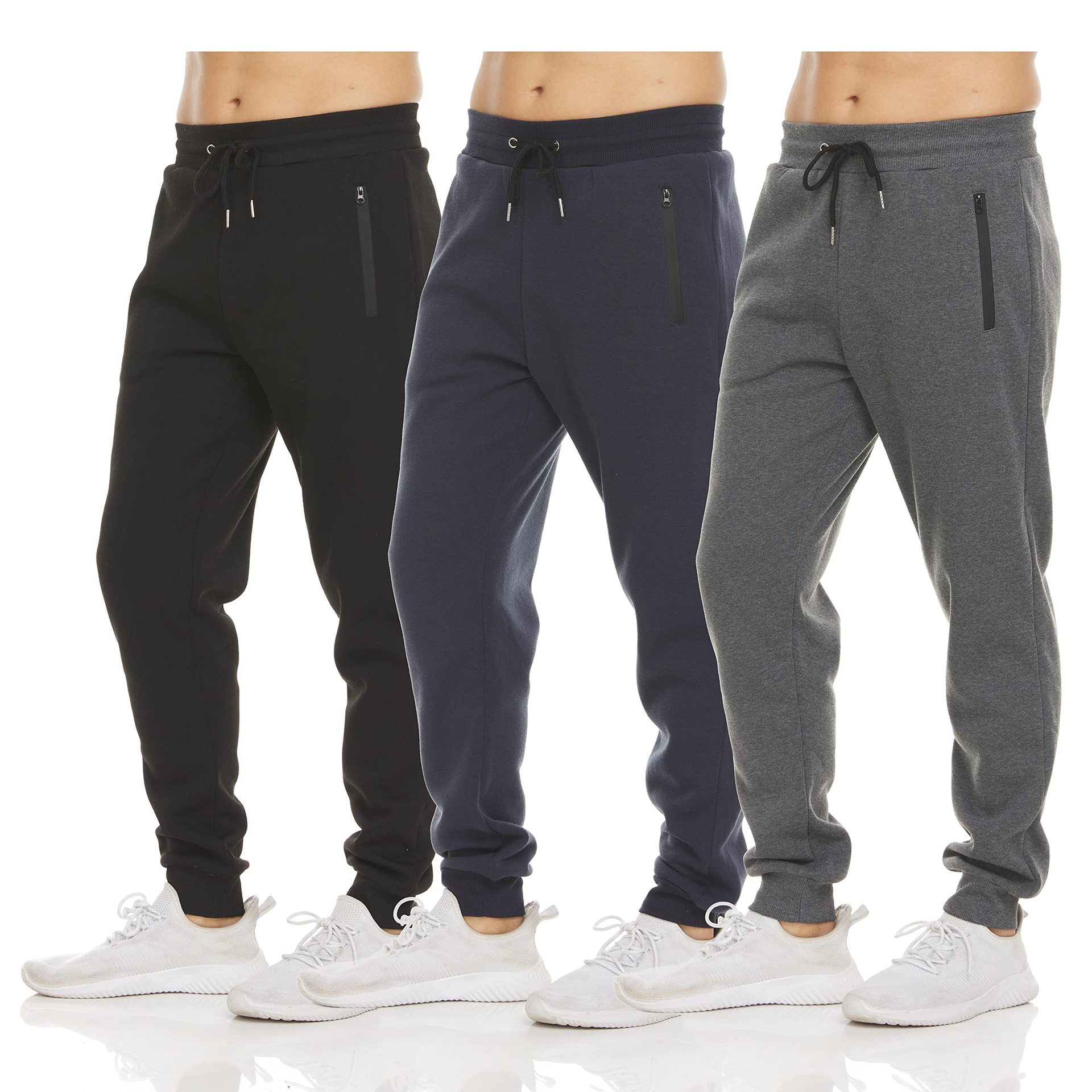 Pantalones deportivos para hombres de Amazon Pantalones de terciopelo casuales delgados con cremallera, pantalones de color sólido, pantalones para correr
