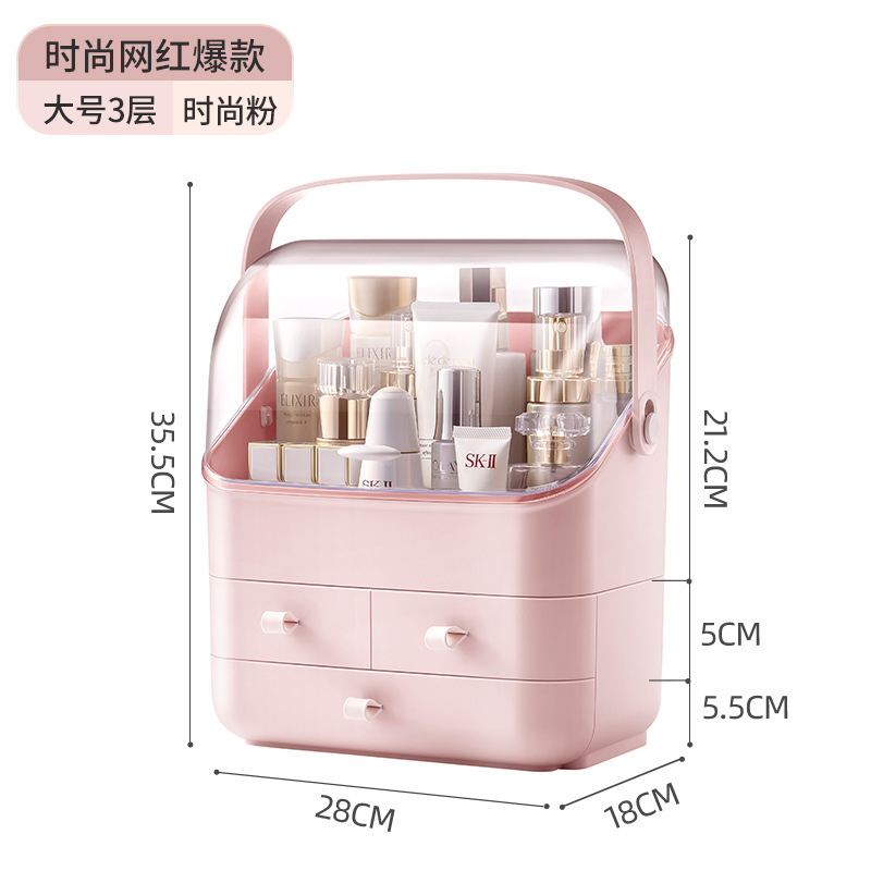 Internet celebridad multi-funcional transparente maquillaje vestidor caja cajón portátil separado caja de almacenamiento hogar productos de cuidado de la piel caja de almacenamiento