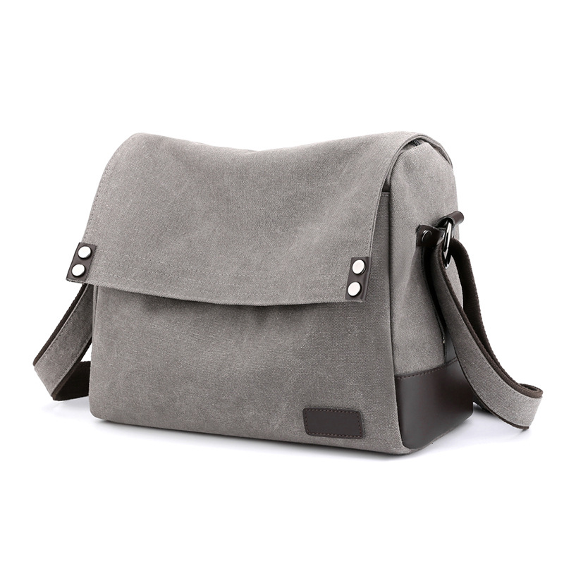 Casual men's shoulder bag, large capacity, simple retro style, men's crossbody bag, men's backpack, canvas bag, horizontal messenger bag