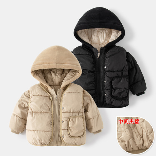 Foreign trade children's clothing  new children's down jacket two-piece set wide shoulder vest quilted medium-sized boy's cotton-padded jacket