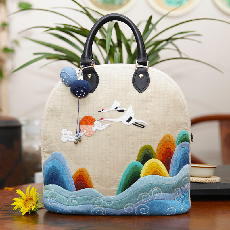 Bolso curvado-HEBISOhan (producto no terminado) + 20cm estiramiento de bordado de plástico