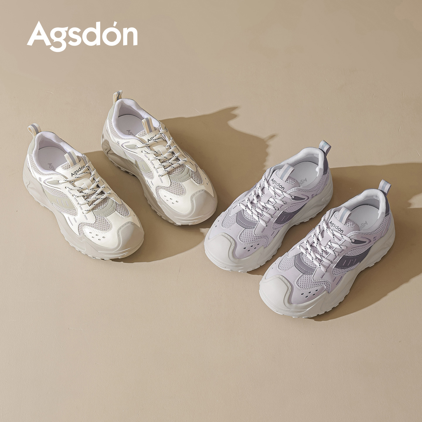 Augu Shi Deng zapatos para mujeres 2026 nueva primavera ligera con suela gruesa zapatos deportivos pequeños zapatos casuales morados