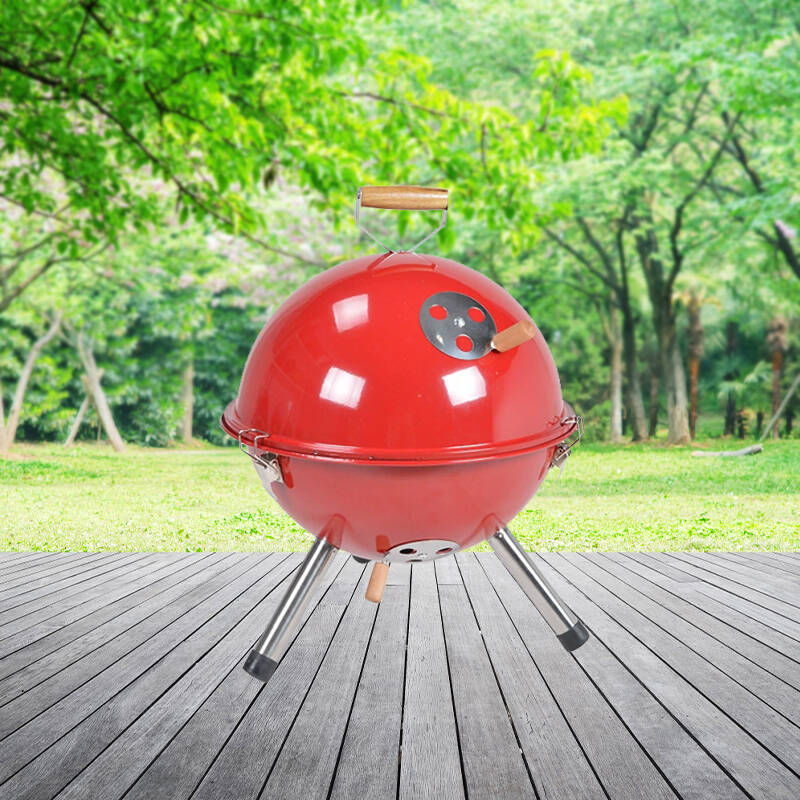 Gran por mayor parrilla de carbón portátil al aire libre de 12 pulgadas parrilla de barbacoa portátil redonda horno de fútbol