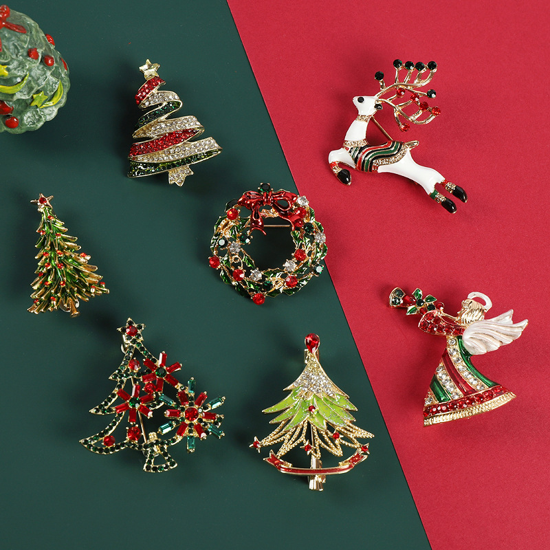 christmas tree brooch 2024 new trendy vintage upscale female suit sweater corsage exquisite christmas pin accessories