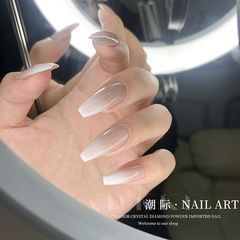 Acrylic nails with ultra-thin, invisible, half-clip, full-clip, sanding square, long teardrop, almond shape, no carving, false nail wearing nails