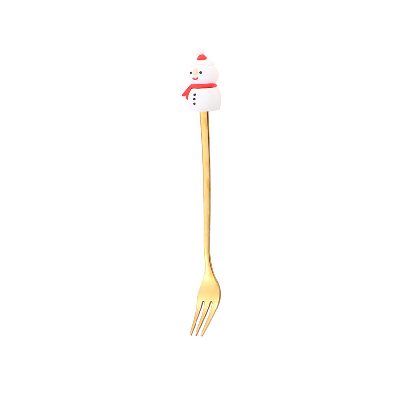 Cuchara transfronteriza de acero inoxidable Santa Claus árbol cuchara de café postre tenedor de fruta muñeca cuchara tenedor vajilla juego de regalo image 38