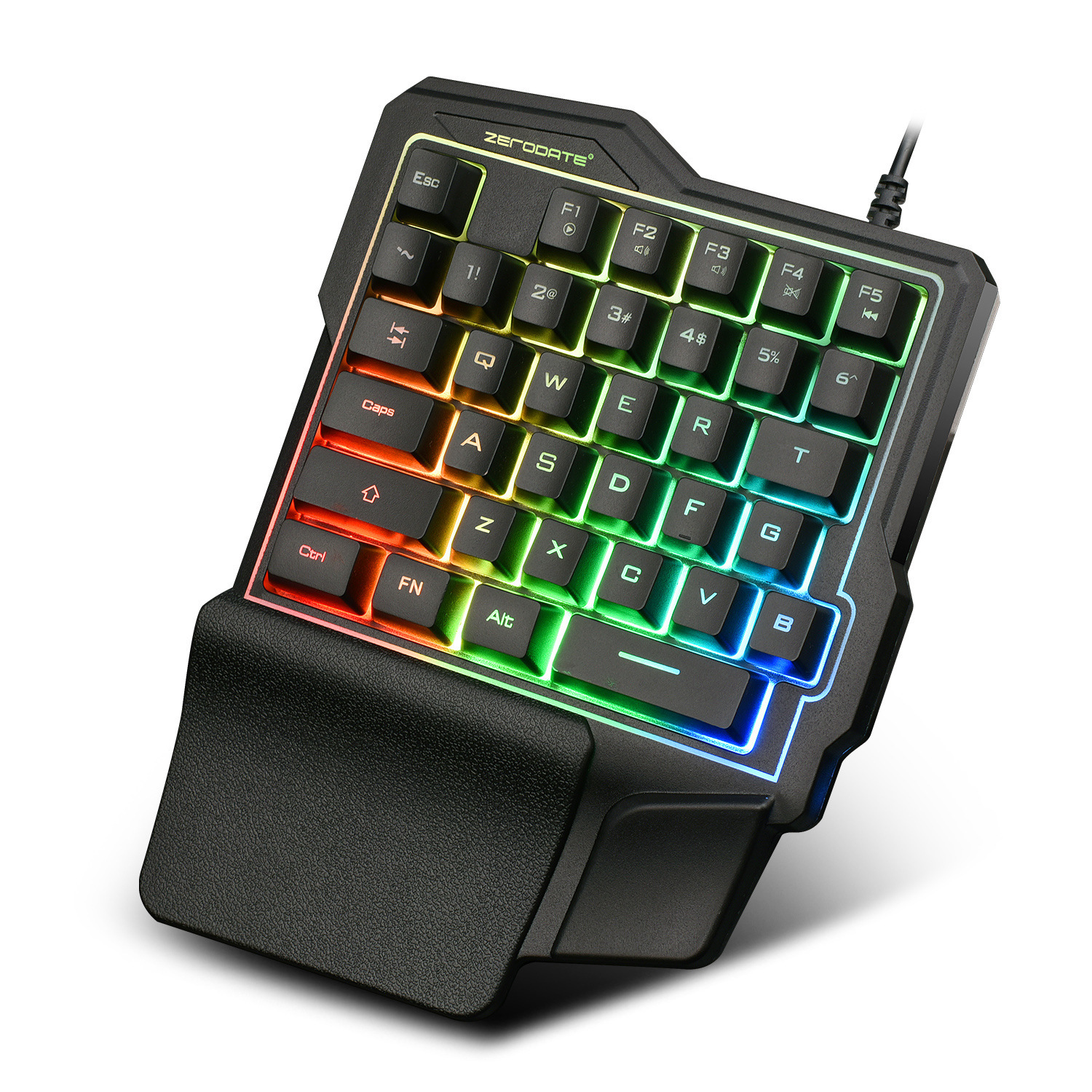 K7单手键盘手游设备吃鸡王座机械手感有线七彩发光游戏键盘
