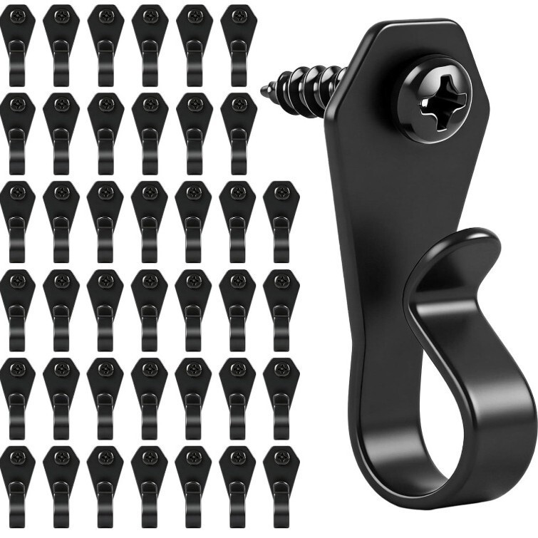 String light hook, stainless steel black light clip, outdoor screw hook rope light clip for hanging Christmas lights, plants