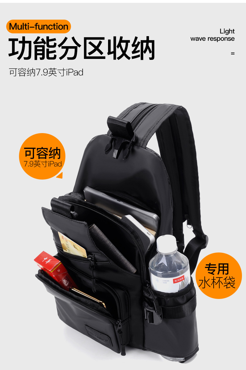 Wholesale new large-capacity men's chest bags, single-shoulder crossbody water cup bags, multi-functional waterproof outdoor small backpacks undefined