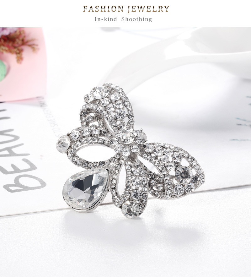 Wholesale Fashion Bow Alloy Inlaid White Rhinestone Brooch Nihaojewelry display picture 2