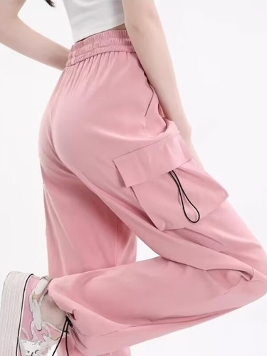 Fall/Winter Cargo Pants, High-Waisted Black, Loose-Fit for Petite Frames—American-Style Sporty & Jazz Dance-Inspired Wide-Leg Casual Trousers for Men and Women