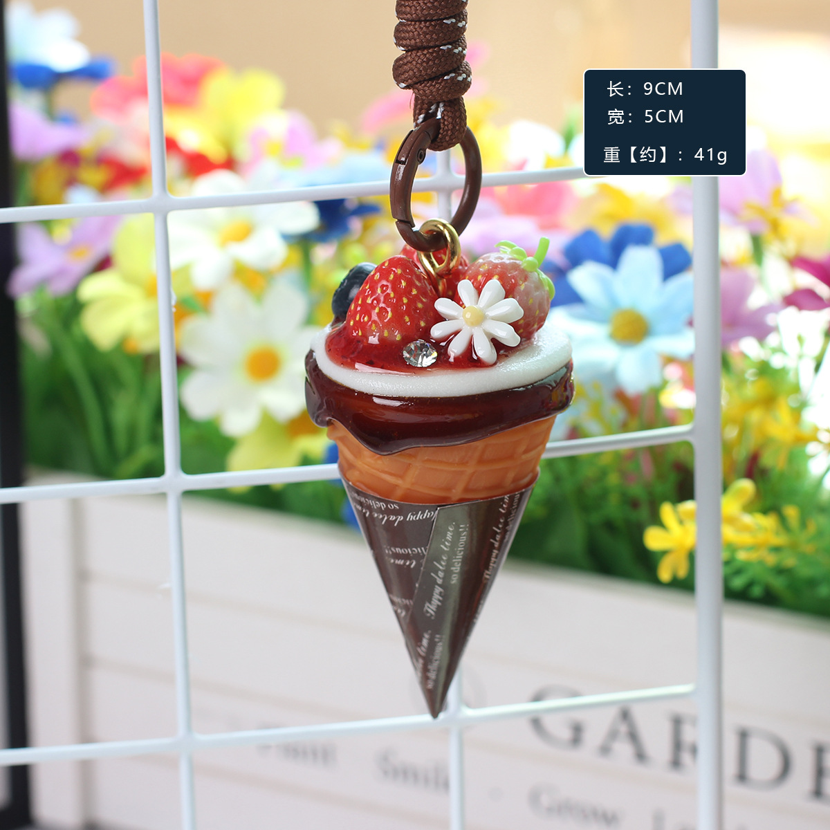 Simulación de colgantes de helado adorable red fruta torta modelo de decoración para el hogar accesorios de bolsas colgantes de automóviles